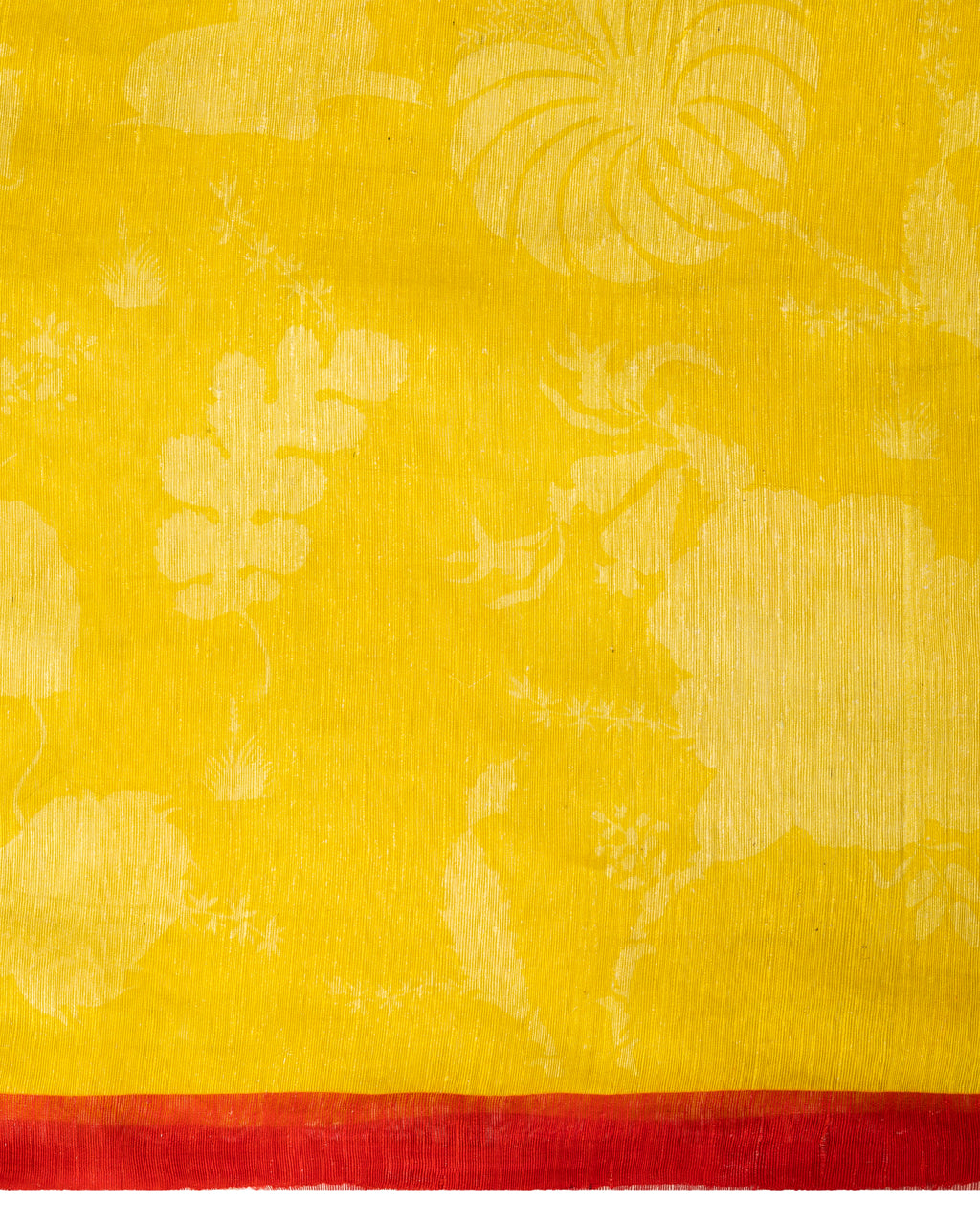 Banarasi Kora Saree With Bird Prints In Ochre