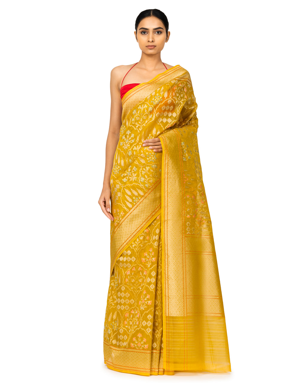 Banarasi Kora Saree In Neon