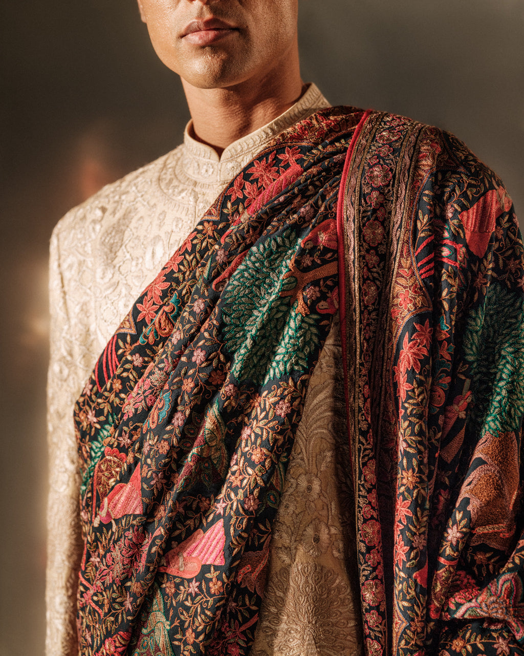 Hand Embroidered Resham Sherwani Set