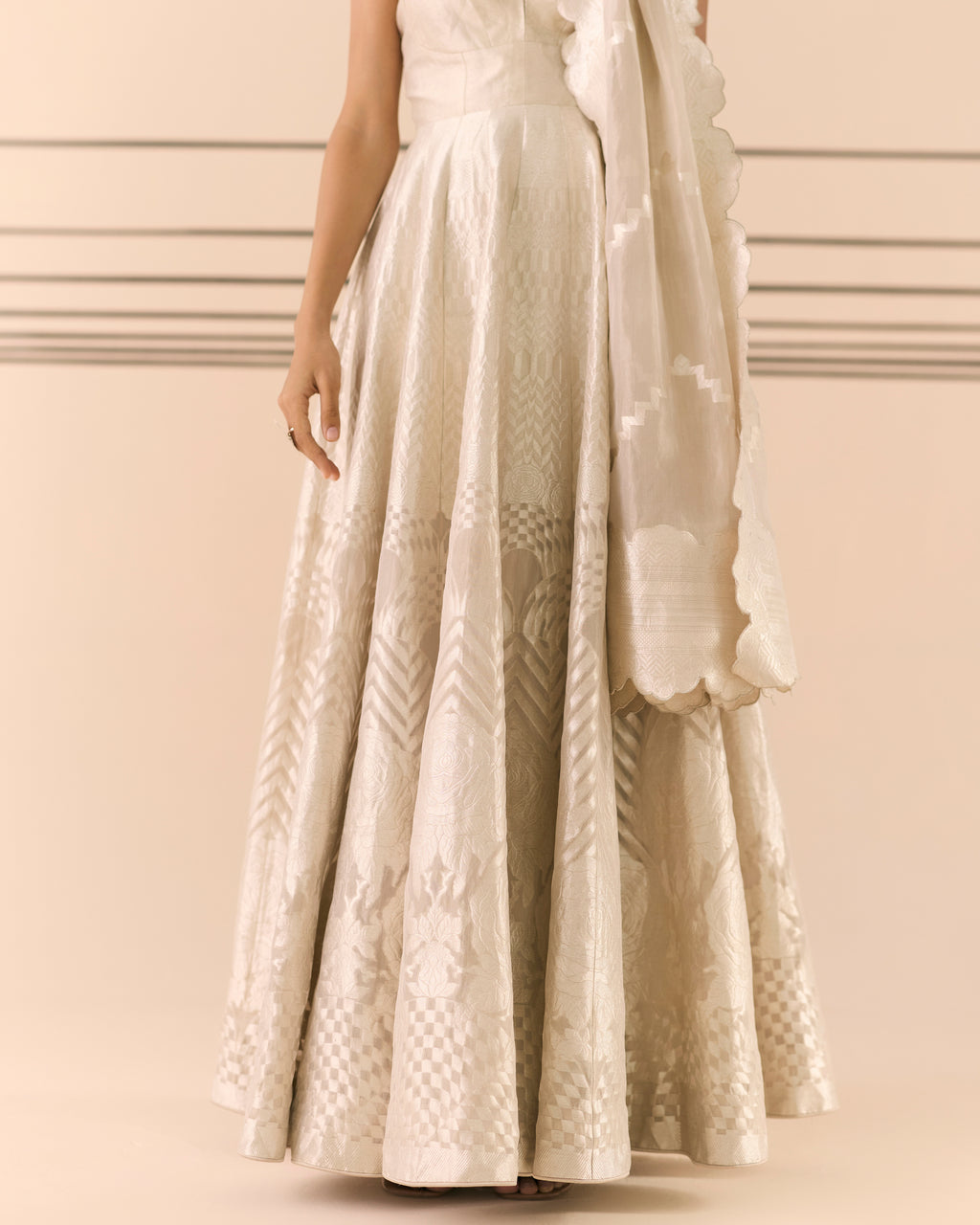 Pearl Mist Off-White Woven Cocktail Dress 'The Line'