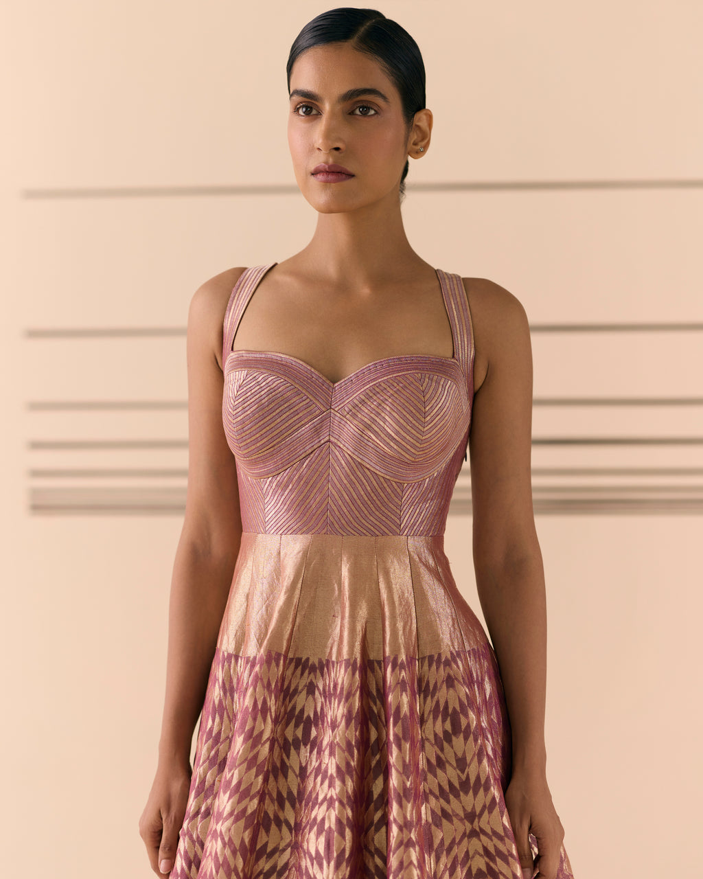 Roseate Romance Woven Cocktail Dress 'The Line'