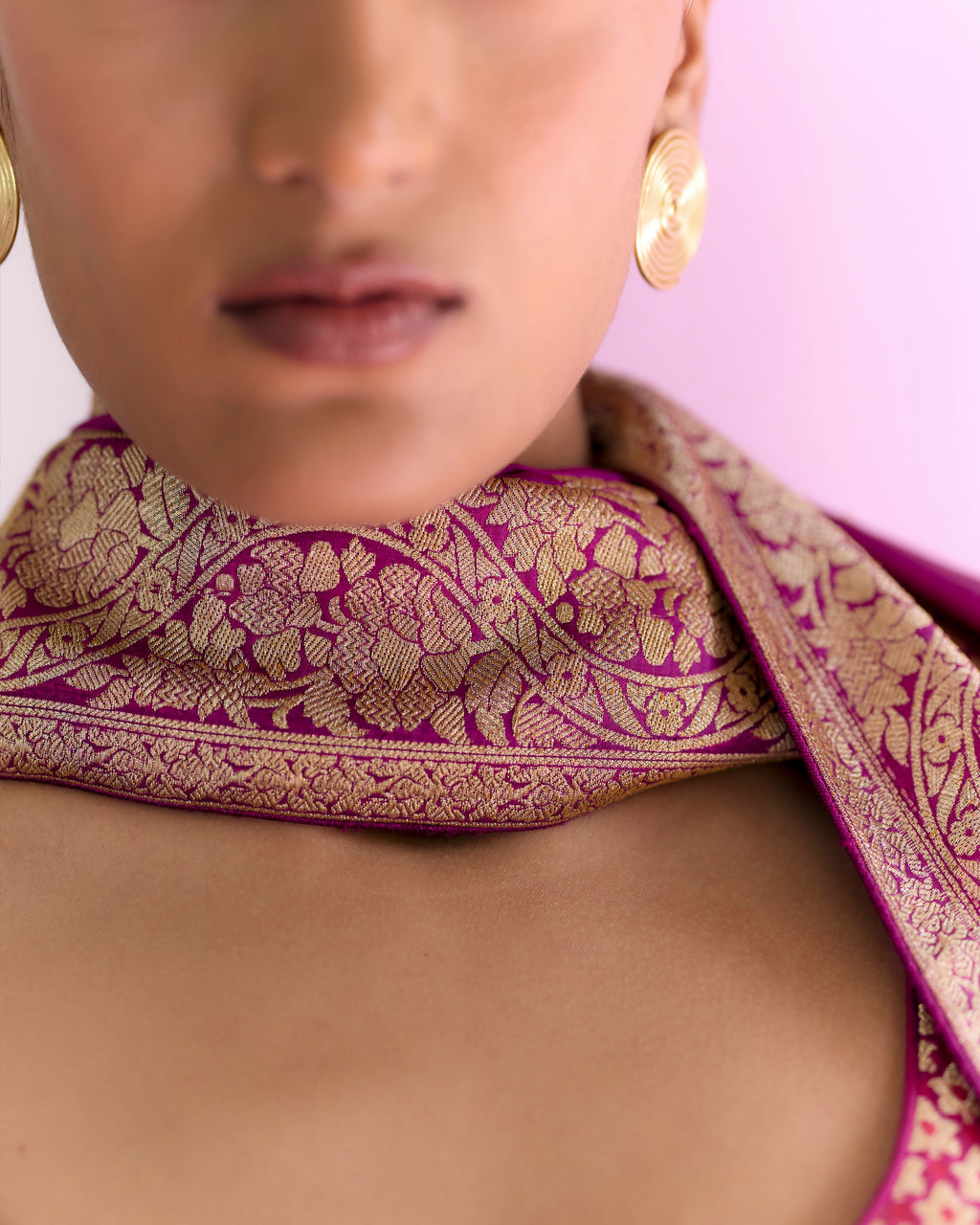 Bold Purplish Handwoven Pure Silk Lehenga