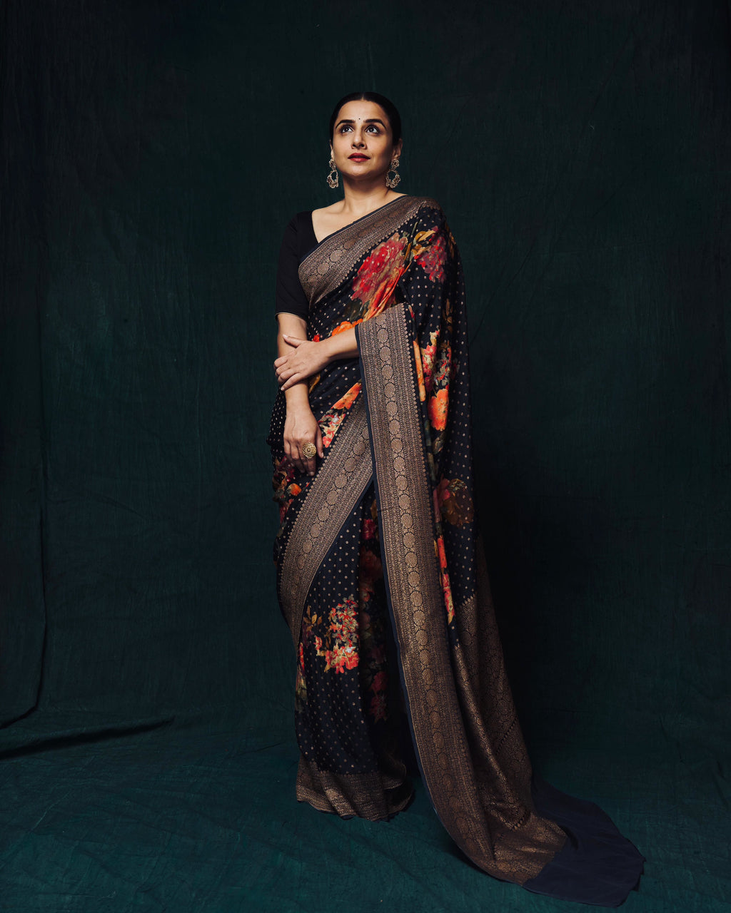 Floral Printed Crepe Saree