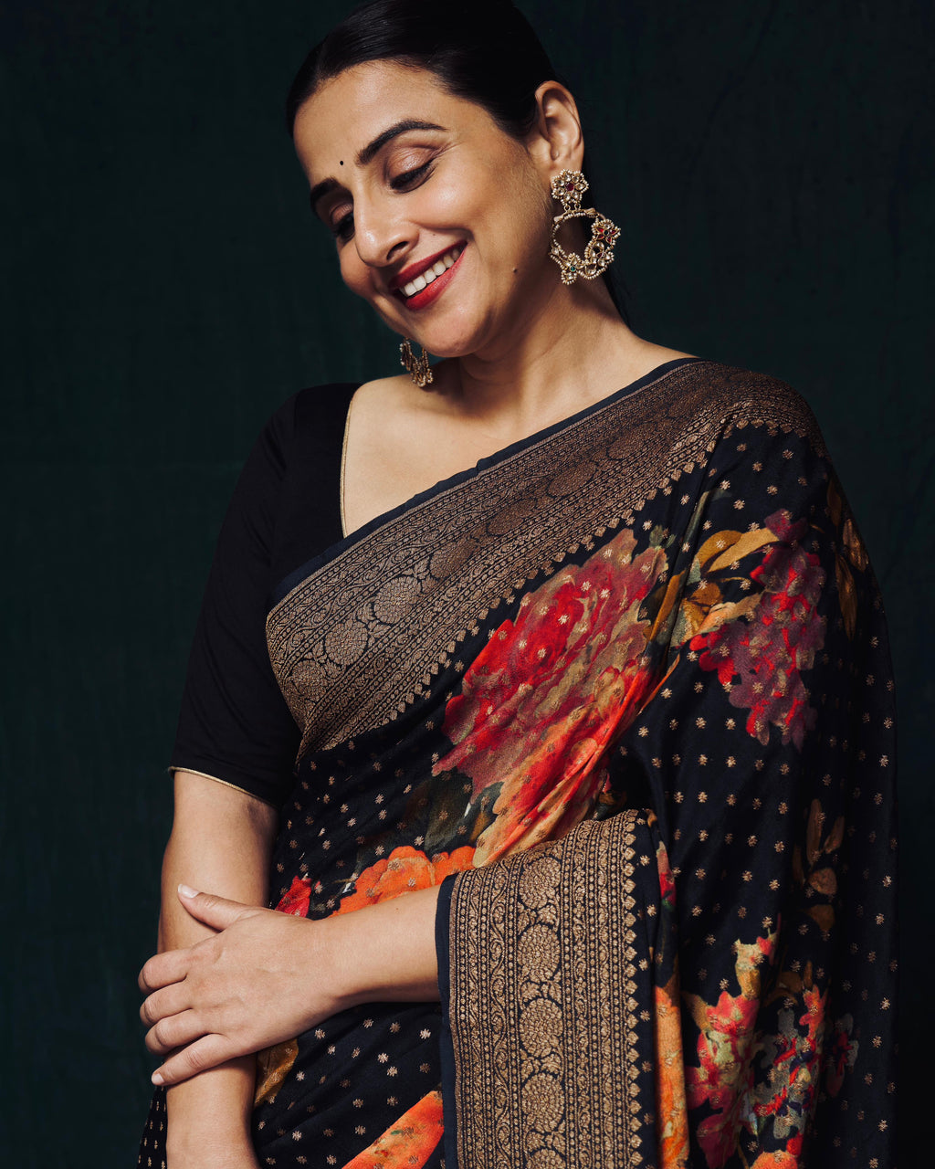 Floral Printed Crepe Saree
