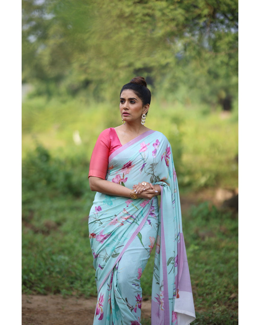 Digital Printed Crape Saree