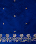 Cobalt Blue Silk Saree With Floral Border