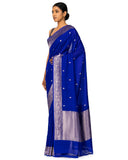 Cobalt Blue Silk Saree With Floral Zari Butti