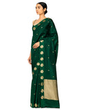 Bottle Green Silk Saree With Satin Border