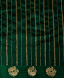 Bottle Green Silk Saree With Satin Border