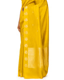 Neon Silk Saree With Satin Border