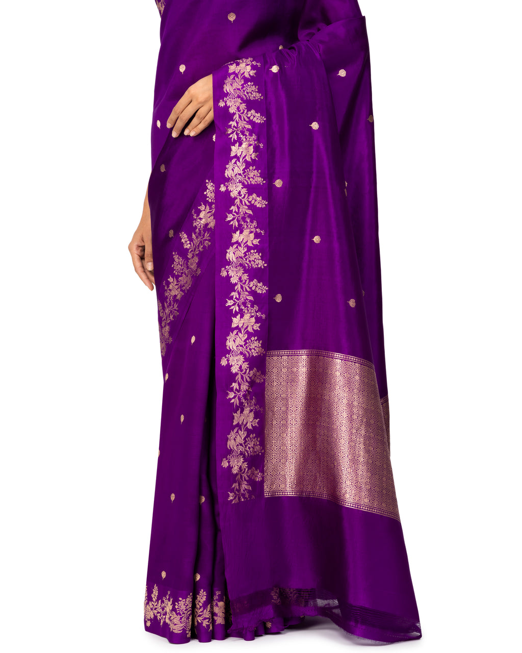 Banarasi Katan Silk Saree In Plum