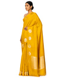 Yellow Silk Saree With Satin Border