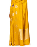Yellow Silk Saree With Satin Border
