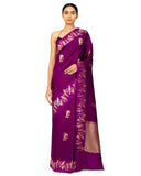 Plum Silk Saree With Satin Border