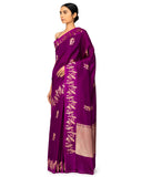Plum Silk Saree With Satin Border