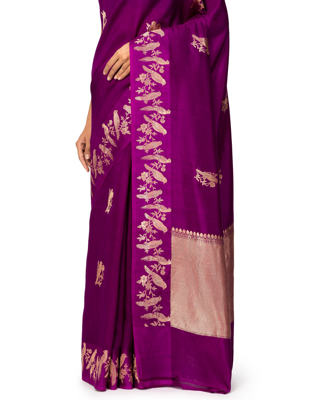 Banarasi Katan Silk Saree In Plum