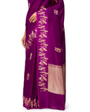 Plum Silk Saree With Satin Border
