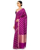 Plum Silk Saree With Stiped Weave