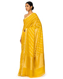 Yellow Silk Georgette Saree With Sona-Rupa Stripe Weave