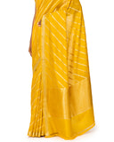 Yellow Silk Georgette Saree With Sona-Rupa Stripe Weave