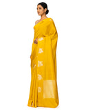 Yellow Silk Saree With Satin Border