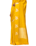 Yellow Silk Saree With Satin Border
