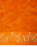 Tangerine Silk Saree With Satin Border