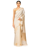 Off-White Silk Saree With Satin Border
