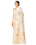 Off-White Silk Saree With Satin Border