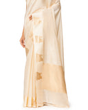 Off-White Silk Saree With Satin Border