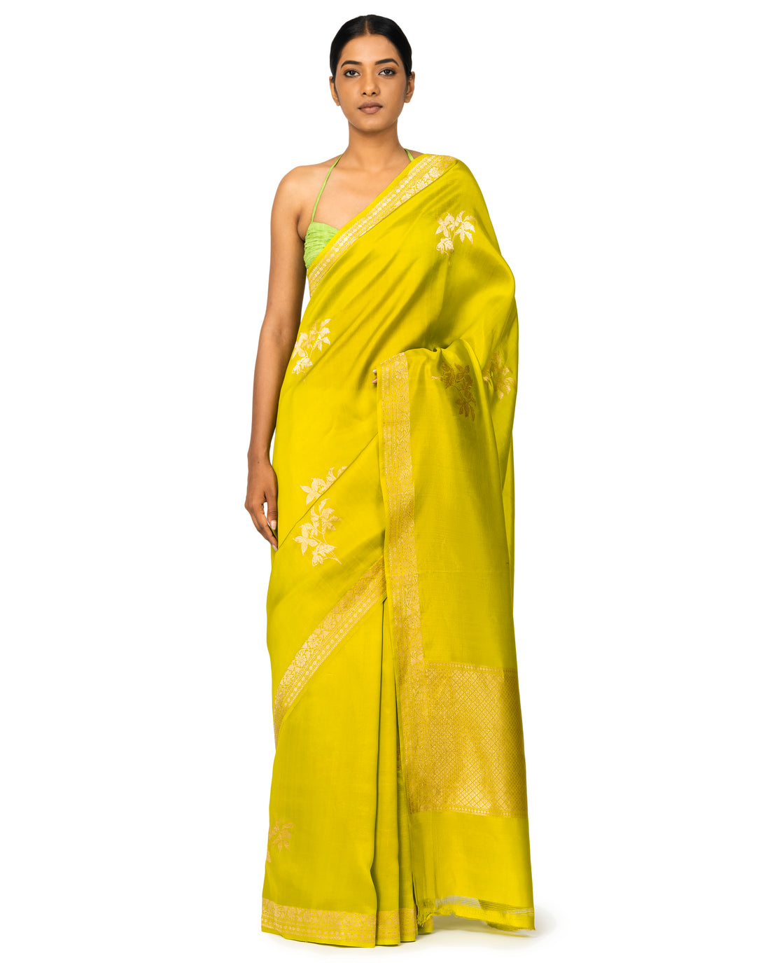 Banarasi Katan Silk Saree In Neon