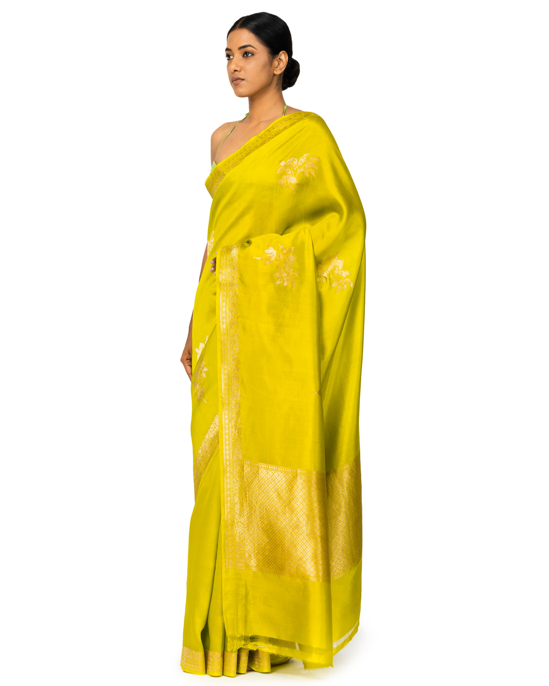 Banarasi Katan Silk Saree In Neon