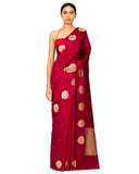 Fuchsia Pink  Silk Saree With Satin Border