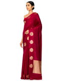 Fuchsia Pink  Silk Saree With Satin Border