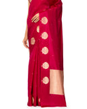 Fuchsia Pink  Silk Saree With Satin Border
