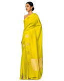 Neon  Silk Saree With Satin Border