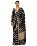 Oynx Silk Georgette Saree With Sona-Rupa Stripe Weave