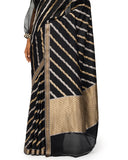 Oynx Silk Georgette Saree With Sona-Rupa Stripe Weave