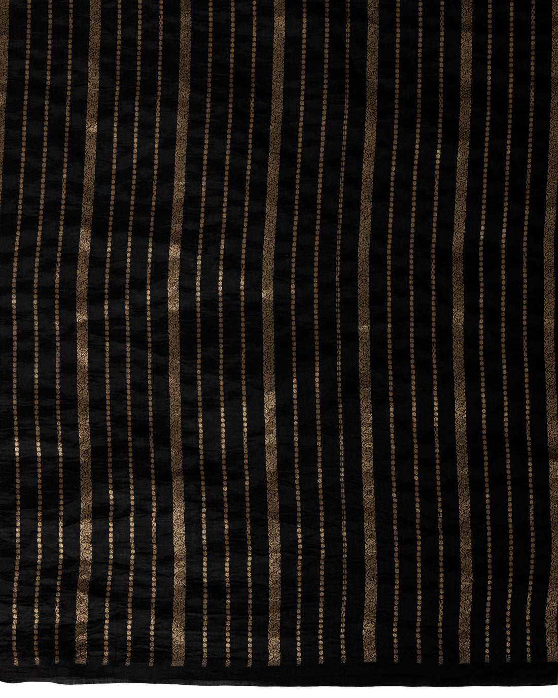 Banarasi Georgette Saree With Diagonal Stripes In Oynx