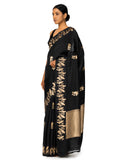 Oynx Silk Saree With Satin Border