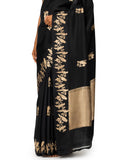 Oynx Silk Saree With Satin Border