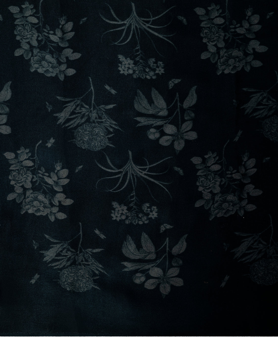 Banarasi Floral Printed Satin Silk Saree In Oynx