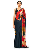 Oynx Floral Printed Satin Silk Saree