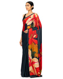 Oynx Floral Printed Satin Silk Saree