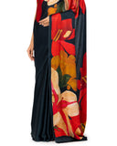 Oynx Floral Printed Satin Silk Saree