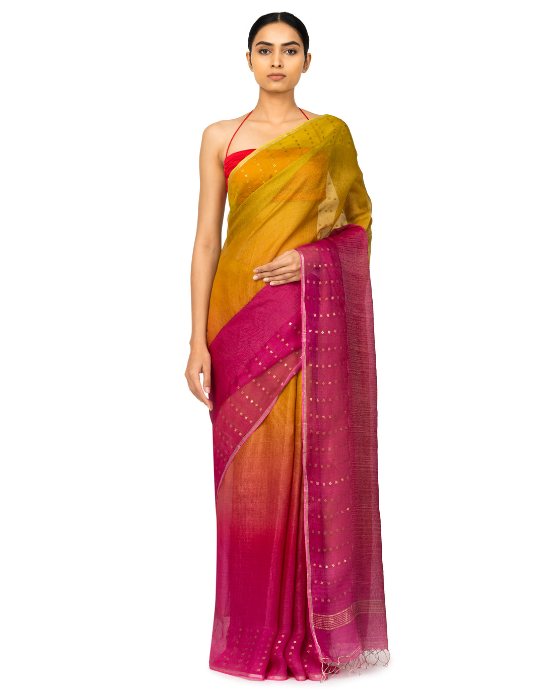 Banarasi Kora Saree In Multi-Ombre