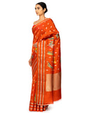 Tangerine Floral Printed Saree
