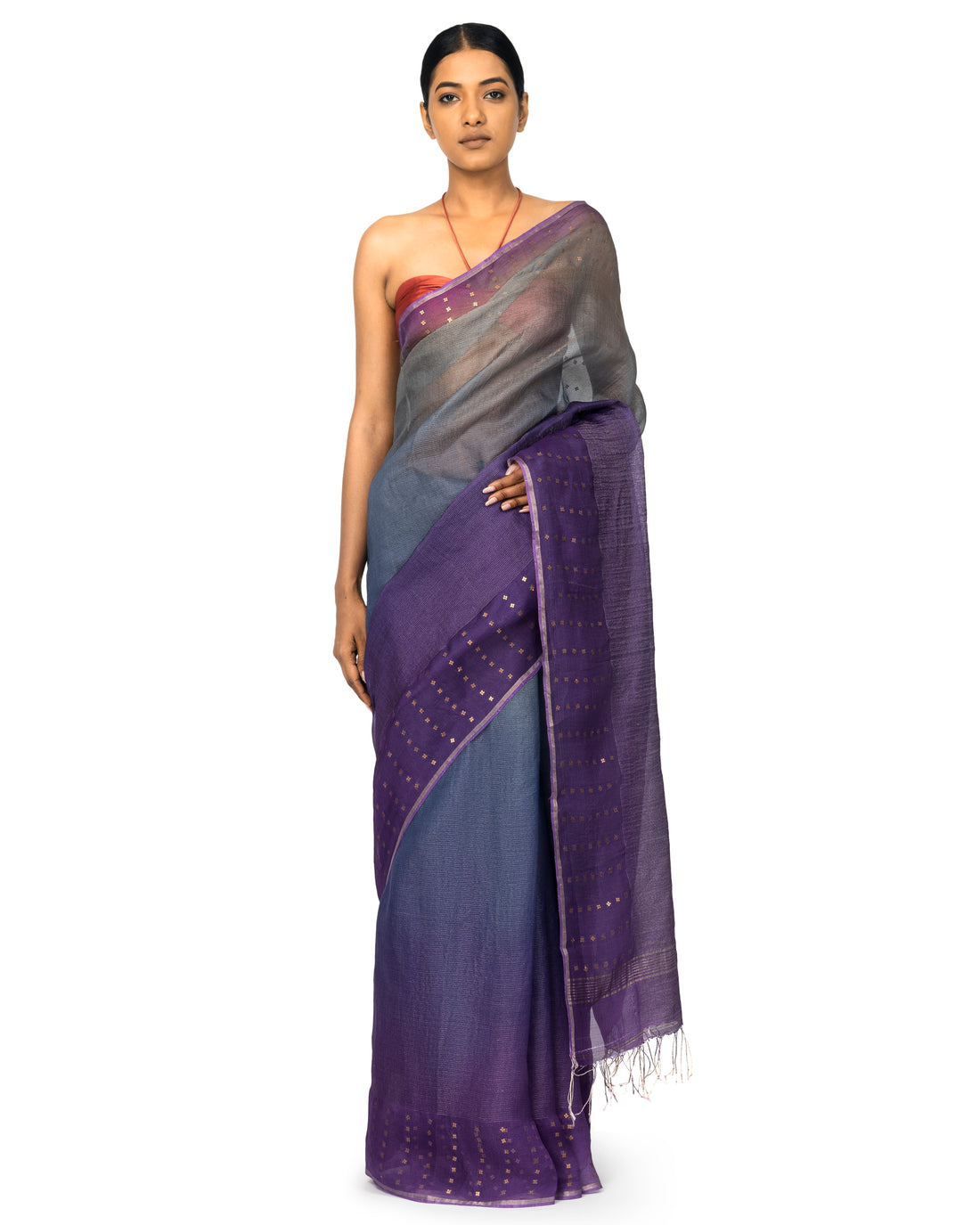 Banarasi Organza Saree In Multi-Ombre