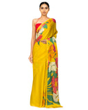 Neon Floral Printed Satin Silk Saree