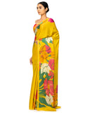 Neon Floral Printed Satin Silk Saree